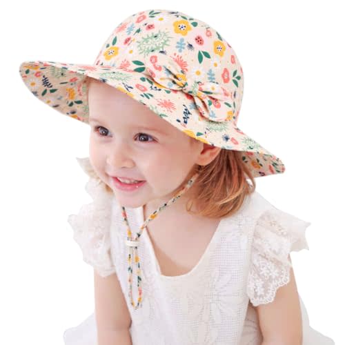 Toddler Kids Baby Girl Sun Hat Floppy Cotton Summer Hat 50+ SPF Protective