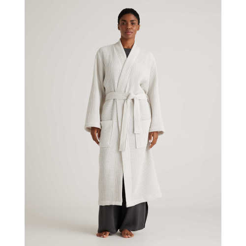 Organic Turkish Waffle Robe in Silver