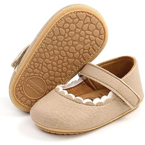 Baby Girl Mary Jane Flats Dress Shoes - Infant Newborn Shoes Anti-Slip Soft PU Leather Party School Wedding Princess Baby Girl Shoes 0-18M