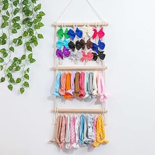 Boho Bow Holder for Girls Hair Bows - Easy-to-Assemble Bow Organizer - Large Savings Capacity, Space Saving & Widely Applicable - Ideal Gift for Any Occasion