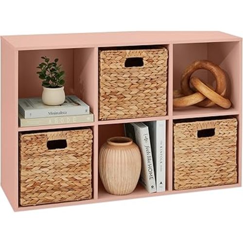 Best Choice Products 6-Cube Storage Organizer, 11in Shelf Opening, Bookcase, Display Shelf, Customizable w/ 3 Removable Back Panels – Light Pink