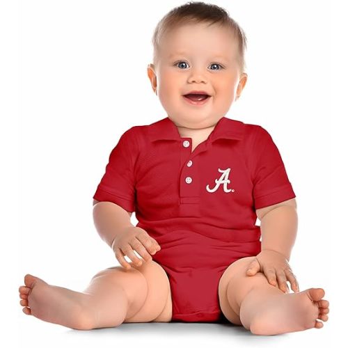Little King NCAA Short Sleeve Polo Bodysuit Romper -Newborn and Infant Sizes