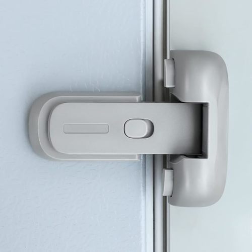 CLYMENE Refrigerator Fridge Freezer Door Lock for Kids, Child Proof Refrigerator Latch Lock to Keep Door Closed, No Tools Required and Easy Installation (Grey)
