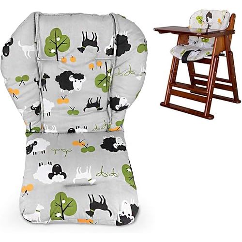 Twoworld High Chair Cushion, Large Thickening Baby High Chair Seat Cushion Liner Mat Pad Cover Breathable(Grey Sheep)