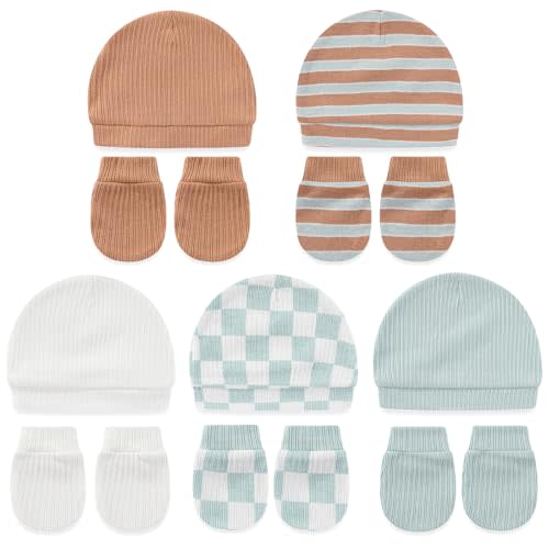 falianni Cute Baby Girl Hats Mittens Set 10-Pack New Born Boy Caps Gloves Suit 0-6 Months Infant Accessories