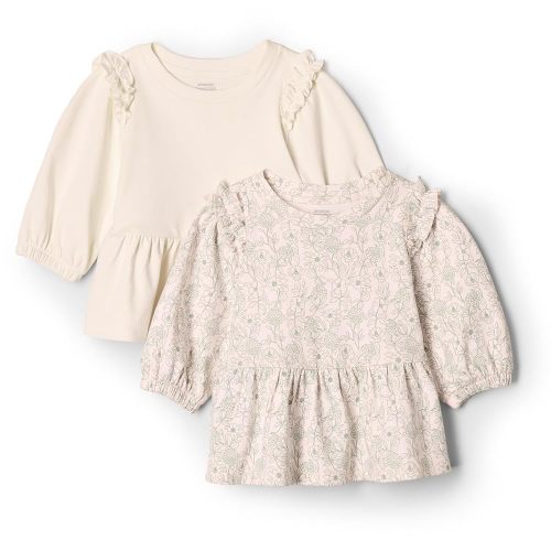 Amazon Essentials x Sofia Grainge Toddlers and Baby Girls' 3/4 Sleeve Knit Top, Pack of 2