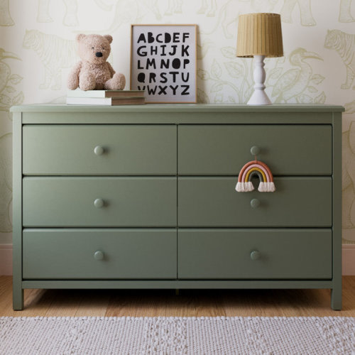 Alpine 6 Drawer Double Dresser | Olive