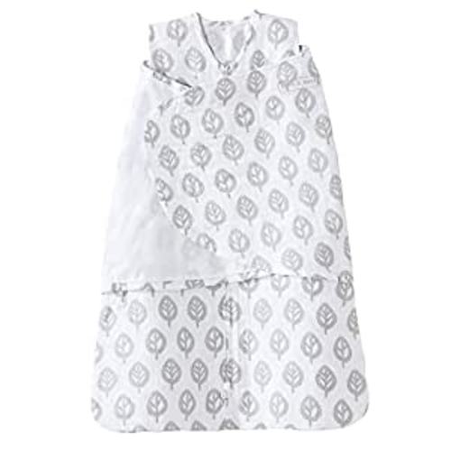 HALO 100% Cotton Muslin Sleepsack Swaddle, 3-Way Adjustable Wearable Blanket, TOG 1.5, Grey Tree Leaf, Newborn, 0-3 Months : Baby