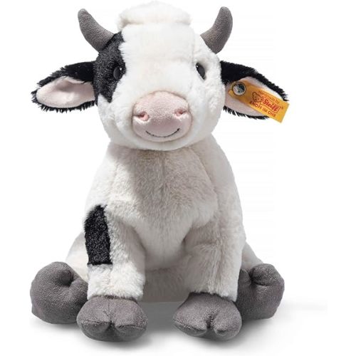 Steiff Cobb Cow Plush Toy, Plush Farm Animal, Premium Stuffed Animal Cow for Kids (Black & White, 9")
