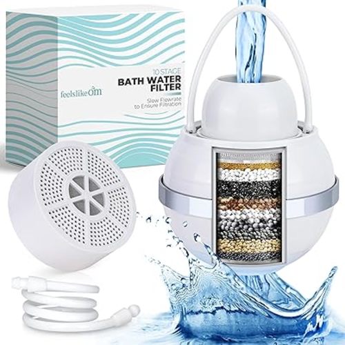 Water Filter for Bath Tub - 10-Stage Filtration Bath Filter for Tub Faucet | Baby Bathtub Water Filter - Bath Ball Filter Reduces Chlorine & Heavy Metals, Balances pH, Infuses Vitamin C - BPA Free