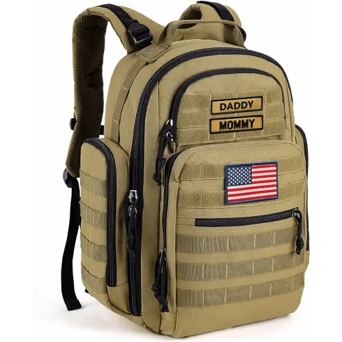 SHARKMOUTH Diaper Bag Backpack for Dad and Mom, Military Molle diaper Pack with Insulated Bottle Holders and Wipe Pocket