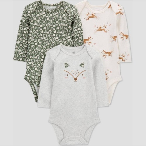 Carter's Just One You Baby Girls' 3pk Heather Fox Bodysuit For 3M
