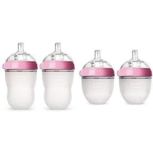 Comotomo Baby Bottle Starter Set, Pink (Two 8-Ounce, Two 5-Ounce)