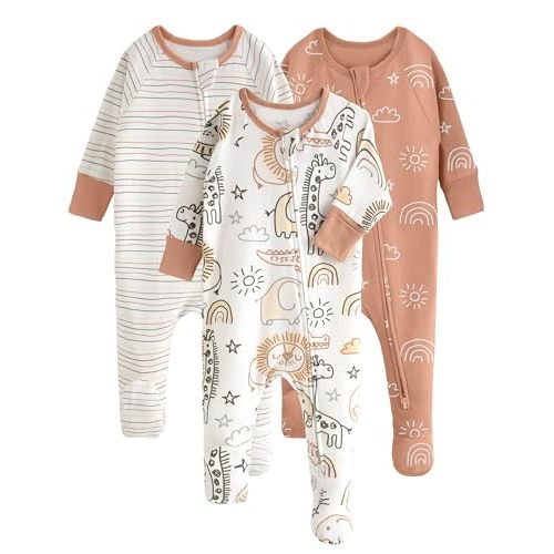 Yoofoss Baby Pajamas 100% Organic Cotton Baby Sleepers for Newborn 0-3 3-6 6-9 Months Boys Girl Clothes 3pcs Footed PJs