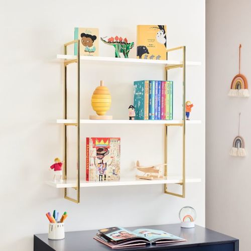 Kids Gold Polished 3-Tier Shelf (32")