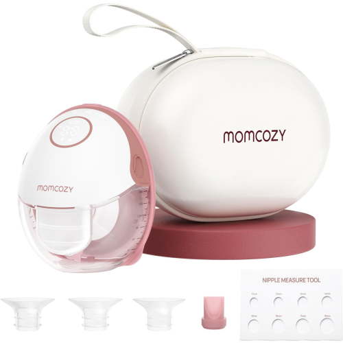 Momcozy Breast Pump Hands Free Mobile Style | M6, Wearable Breastfeeding Pump Ideal Rhythm for More Milk, DoubleFit Flange More Fit & Discreet with 3 Modes & 9 Levels, 24mm 180ml (Cozy Red, 1 Count)