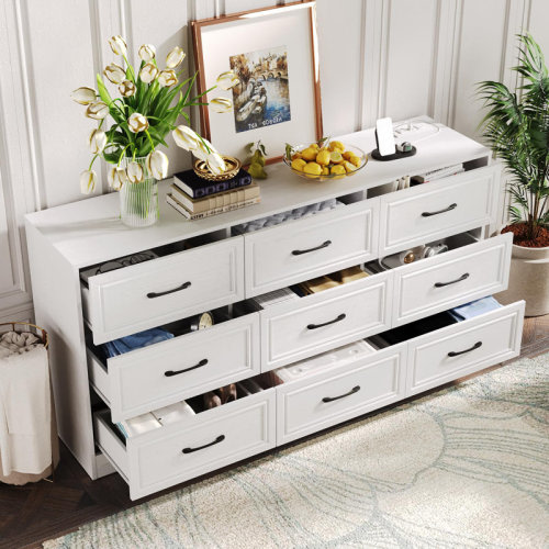 August Grove® 9 Drawer Wide Dresser For Bedroom & Reviews | Wayfair