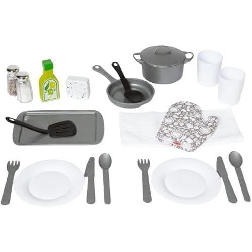 Melissa & Doug 22-Piece Play Kitchen Accessories Set - Utensils, Pot, Pans, and More , White