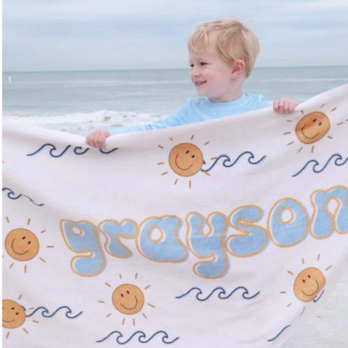 Sun's Out Personalized Kids Beach Towel | Caden Lane