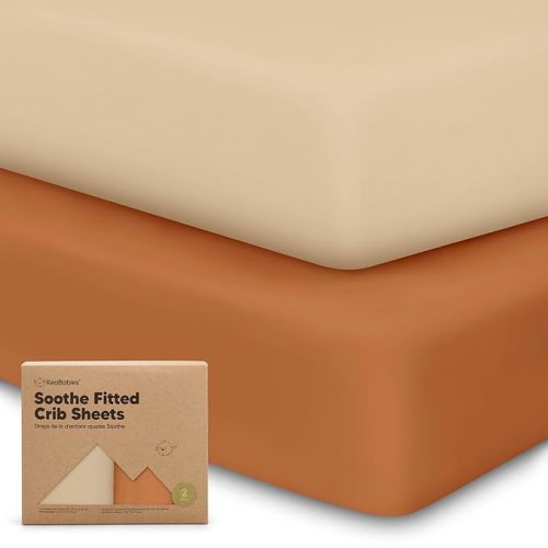 KeaBabies 2-Pack Organic Crib Sheets for Boys, Girls - Fitted Crib Mattress Sheet Neutral, Breathable Jersey Cotton Cover for Baby Bed, Toddler Mattress, Soft & Cute Prints (Rust)
