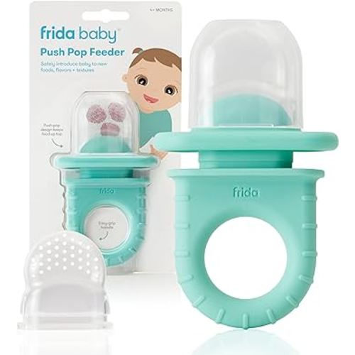 Frida Baby Push Pop Feeder | Fresh + Frozen Food Silicone Feeder for Babies, Safely Introduce New Foods, Dishwasher Safe