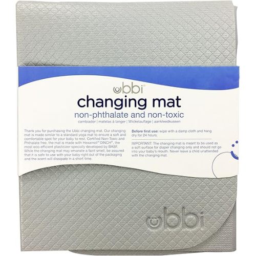 Ubbi On-the-Go Diaper Changing Baby Mat, Soft and Comfortable Diaper Bag Accessory Must Have for Newborns, Easy to Clean, Portable Folding Pad, Baby Traveling Accessories, Gray