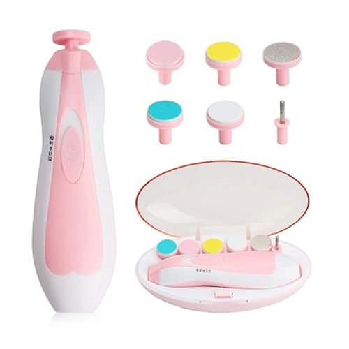 Qunlions life Glopole Baby Nail Trimmer File with Light - Safe Electric Nail Clippers Kit for Newborn Infant Toddler Kids Toes and Fingernails