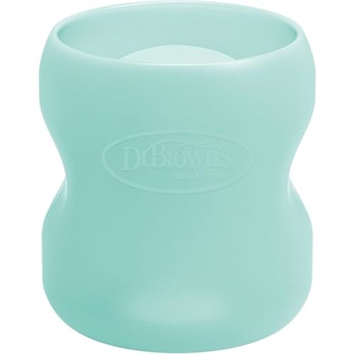 Dr. Brown's Natural Flow Options+ Glass Baby Bottle Sleeves,100% Silicone,5 oz,Wide-Neck,Mint