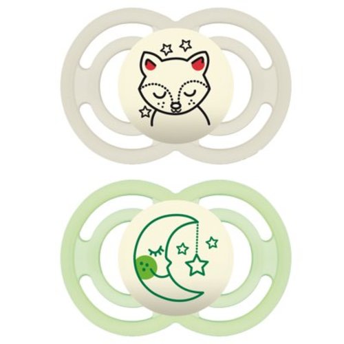 MAM Perfect Night Pacifier, 6+ Months, Unisex, 2 pack