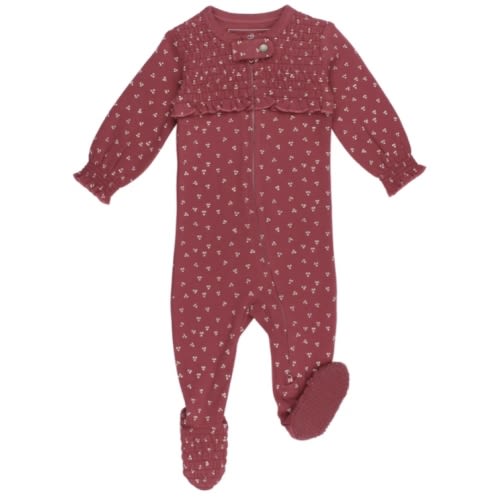 Organic Smocked Zipper Footie in Appleberry Dots – L'ovedbaby (0-3mo)