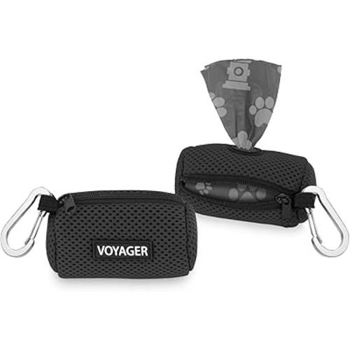 Best Pet Supplies 2-Pack Dog Poop Bag Holder Leash Attachment, Color, Reusable Mesh Dispenser Pouch for Travel, Walking, Park, and Outdoor Use, Soft and Durable with Clip-On - Mesh Black