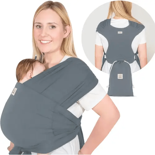 KeaBabies Baby Wraps Carrier, D-Lite Baby Wrap - Easy-Wearing, Adjustable Baby Sling Carrier, Baby Carrier Newborn to Toddler, Infant Baby Carrier Wrap Holder, Ring Sling Baby Carrier (Midnight Gray)