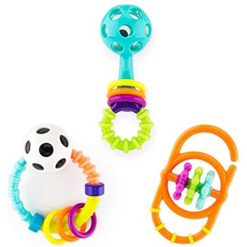 Sassy My First Rattles Newborn Gift Set with 3 Soft and Flexible Rattles, Ages 0+ Months