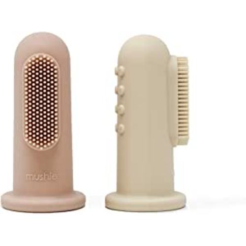 Amazon.com: mushie Baby Finger Toothbrush (Blush/Shifting Sand) 2-Pack : Health & Household