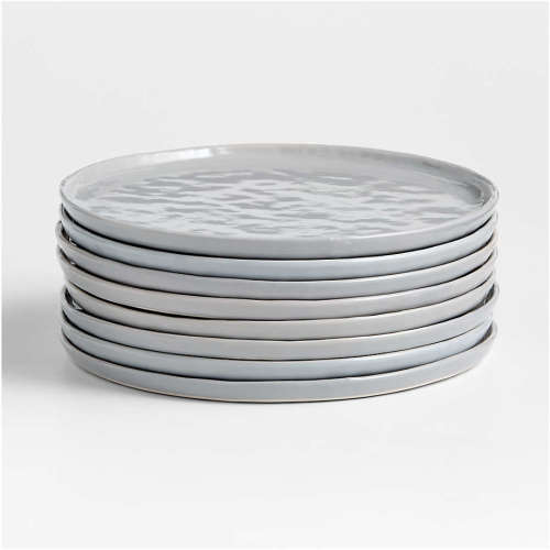 Mercer Grey Round Porcelain Dinner Plates, Set of 8