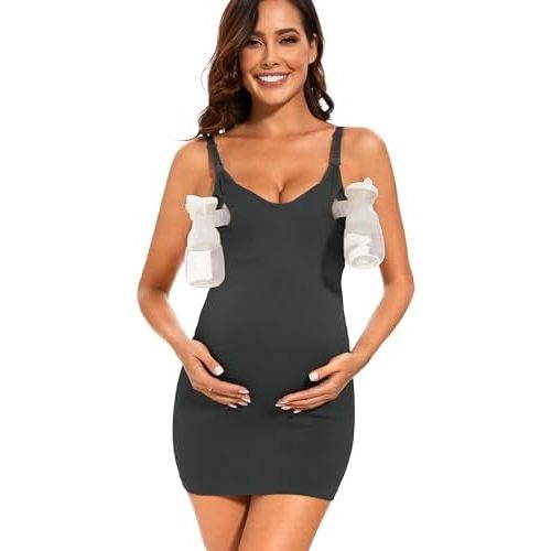 GXXGE Nursing Bra Pumping Bra Hands Free Maternity Nursing Tank Cami for Breastfeeding with Adjustable Straps