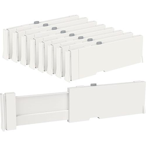 Vtopmart Drawer Dividers for Clothes 8 Pack, Adjustable 4" High Expandable from 11.6"-17" Dresser Drawer Organizer, Plastic Drawers Separators for Dresser, Baby Clothes, Kitchen and Office Storage