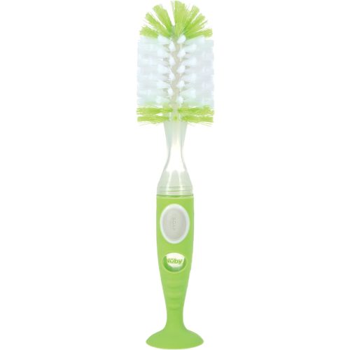 Nuby Easy Clean Dispensing Soft and Durable Bristle Bottle Brush, Green