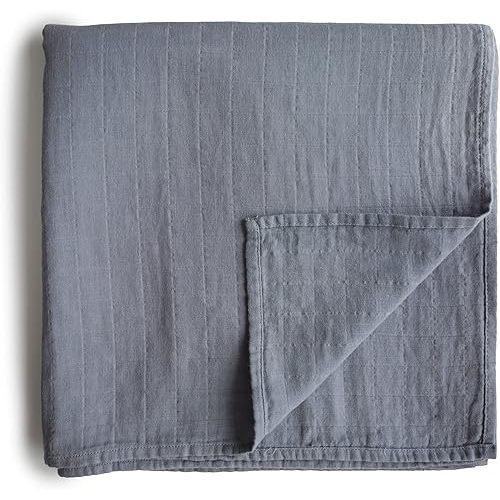mushie Muslin Baby Swaddle Blanket | 100% Organic Cotton (Tradewinds)