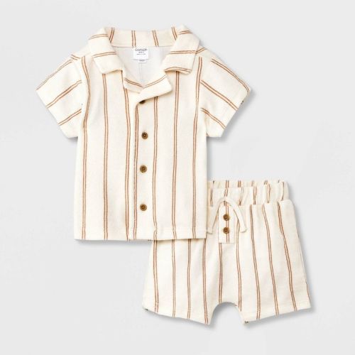 Grayson Mini Baby Boys' Striped Top & Bottom Set - Off-White, Size: Infant0-3M