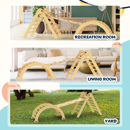 Pikler Triangle Montessori Climbing Set,Foldable Climbing Toys for Toddlers