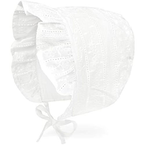 Baby Hat Bonnet Toddler Girls Fashion Princess Ruffle Muslin Lining Cap Infant Lacy Beanie, 3m 6m 12m