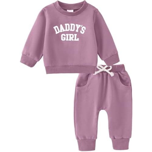 Yvowming Toddler Baby Boy Girl Clothes Long Sleeve Sweatshirt Pullover Tops + Joggers Pants Outfit Set