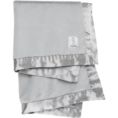 Little Giraffe Baby Blanket - Luxe Soft Blanket with Satin Trim - Baby Stroller Blanket - Newborn Baby Essentials & Baby Gifts - 29x35" - Silver