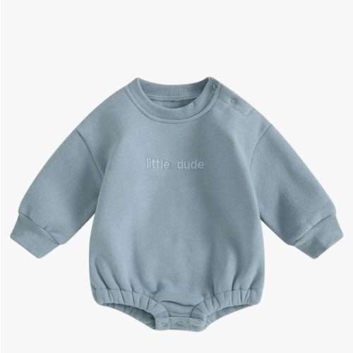 VISGOGO Newborn Infant Baby Boy Girls Oversized Romper Little Dude Sweater Onesie Coming Home Outfit Neutral Clothes