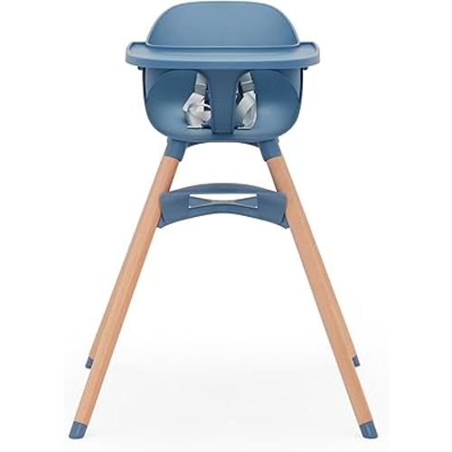 Lalo The Chair Convertible 3-in-1 High Chair for Babies & Toddlers, Dishwasher Safe Tray, Adjustable Footrest, Blueberry