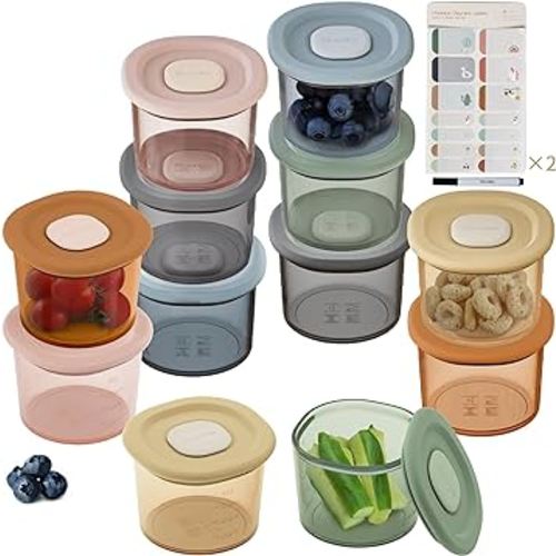 Moonkie Silicone Baby Food Containers,12 Pack, 4 oz Baby Food Storage Jars with Airtight Lids, Reusable Baby Food Jars, Freezer,Microwave and Dishwasher Safe, Perfect for Infant & Toddler