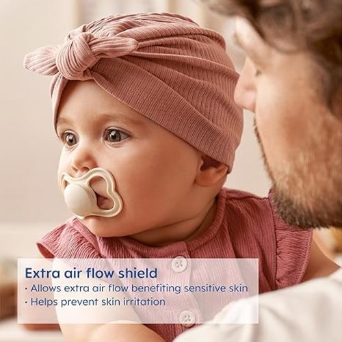 MAM Air Night & Day Baby Pacifier, for Sensitive Skin, Glows in The Dark, 6-16 Months, Baby Boy, 4 Count (Pack of 1)