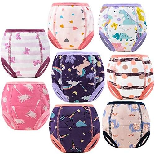 MooMoo Baby 8 Packs Potty Training Pants Cotton Absorbent Training Underwear for Toddler Boy and Girls 2T-9T