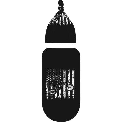 Dirt Bike Motocross Newborn Swaddle Blanket With Beanie Set Stretchy Baby Blanket Swaddle Sack For Boy Girl